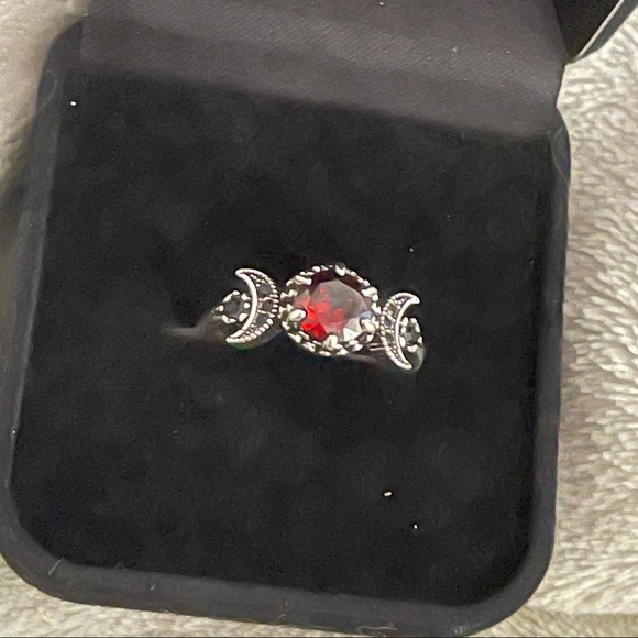 New Red Ruby Sterling Silver Eternity Goddess Moon Phase  Wiccan Ring - Picture 10 of 12
